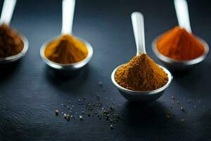 spices in a spoon. AI-Generated photo