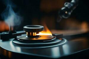 a person is using a turntable to play music. AI-Generated photo