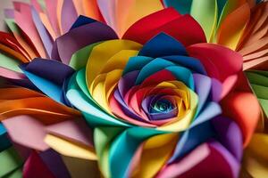 a colorful flower made out of paper. AI-Generated photo