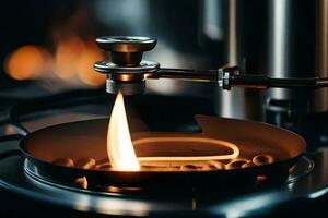 a gas burner is on top of a stove. AI-Generated photo