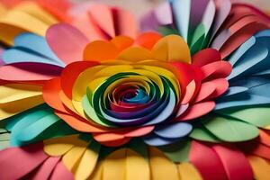 a colorful flower made out of paper. AI-Generated photo