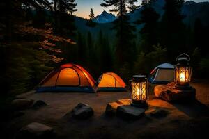 camping in the mountains. AI-Generated photo