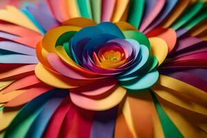 a colorful flower made out of paper. AI-Generated photo