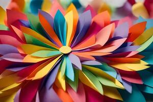 a colorful paper flower made from many different colors. AI-Generated photo