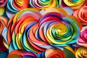 colorful paper flowers are arranged in a circle. AI-Generated photo