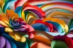 colorful paper flowers arranged in a circle. AI-Generated photo