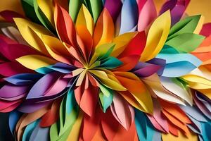 un vistoso flor hecho de papel. generado por ai foto