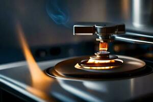 a gas burner is on top of a stove. AI-Generated photo