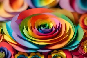 a colorful paper rose is arranged in a circle. AI-Generated photo