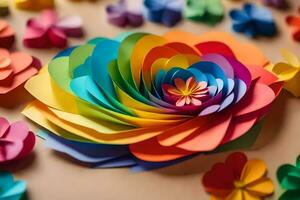 a colorful flower made out of paper. AI-Generated photo