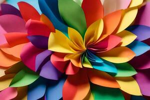 a colorful flower made out of paper. AI-Generated photo