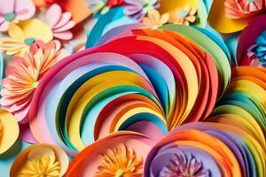 a colorful paper flower arrangement with many different colors. AI-Generated photo