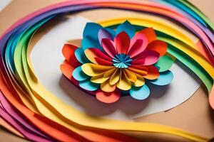 a colorful flower made out of paper. AI-Generated photo