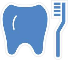 Cleaning Tooth with Brush Vector Icon