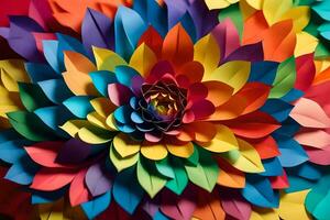 a colorful paper flower made out of many different colors. AI-Generated photo