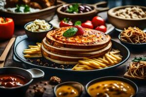 a plate of food with different foods on it. AI-Generated photo