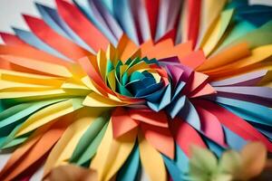 a colorful flower made out of paper. AI-Generated photo