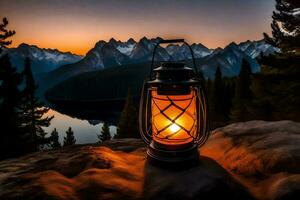 the lantern on the mountain. AI-Generated photo