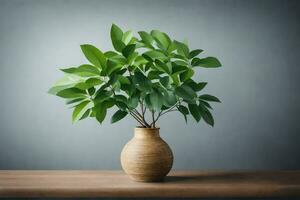 a plant in a vase on a table. AI-Generated photo