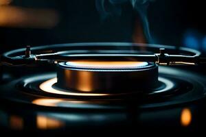 a gas stove with smoke coming out of it. AI-Generated photo