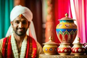 indio Boda fotografía en Londres. generado por ai foto