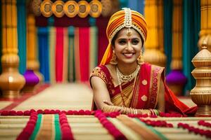 a beautiful indian bride in traditional attire. AI-Generated photo