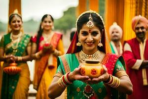 indio Boda fotografía en jaipur. generado por ai foto