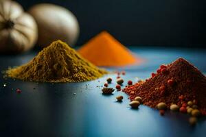 spices and spices on a table. AI-Generated photo