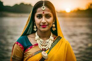 a beautiful indian woman in traditional clothing. AI-Generated photo