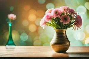 photo wallpaper flowers, the sky, the sun, the flowers, the vase, the v. AI-Generated