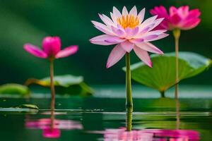 pink lotus flowers in the water. AI-Generated photo