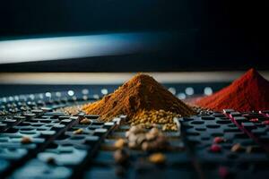 a pile of spices on a computer. AI-Generated photo