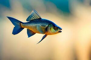 un pescado es volador mediante el aire. generado por ai foto