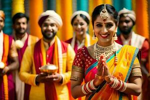 indian wedding in the city. AI-Generated photo