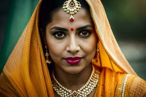 a beautiful indian woman in traditional attire. AI-Generated photo