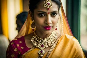 a beautiful indian bride in traditional attire. AI-Generated photo