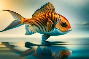 fish, the sky, water, reflection, the sky, hd wallpaper. AI-Generated photo