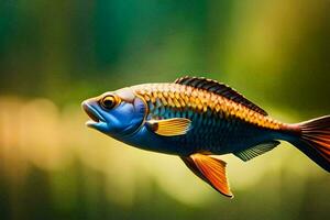 a fish with bright orange and blue colors. AI-Generated photo