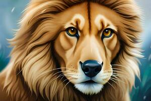 a lion is shown in this painting. AI-Generated photo