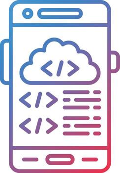 icono de vector de codificación de nube