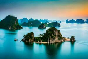 the beautiful landscape of halong bay. AI-Generated photo