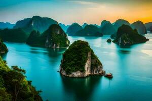 the beautiful landscape of halong bay. AI-Generated photo