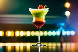 colorful cocktail on the bar. AI-Generated photo