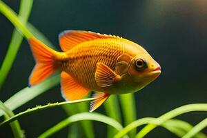 an orange fish is swimming in the water. AI-Generated photo