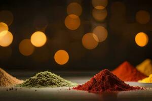 colorful spices on a table. AI-Generated photo