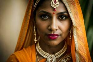 a beautiful indian woman in traditional attire. AI-Generated photo