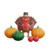 3d Thanksgiving Turkey Vegetables around png