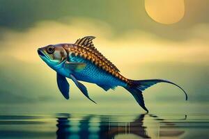 a fish is jumping out of the water. AI-Generated photo