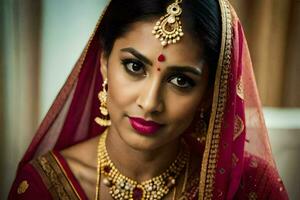 un indio novia en tradicional atuendo. generado por ai foto
