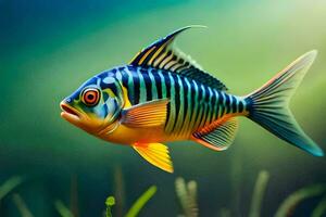 a fish with bright colors swimming in the water. AI-Generated photo